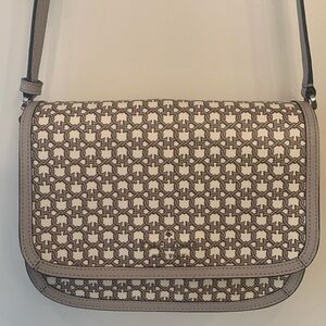 Kate Spade tan/cream link design saffiano with smooth leather trim crossbody bag